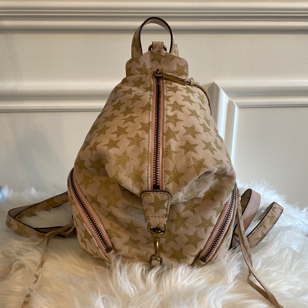 Rebecca Minkoff Brand New Mini Star Backpack. Light Pink With Gold Stars.